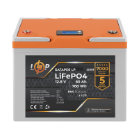 Аккумулятор LogicPower Lifepo4 12,8V-60 Ah (768Wh) (BMS 80A/40А) пластик LCD