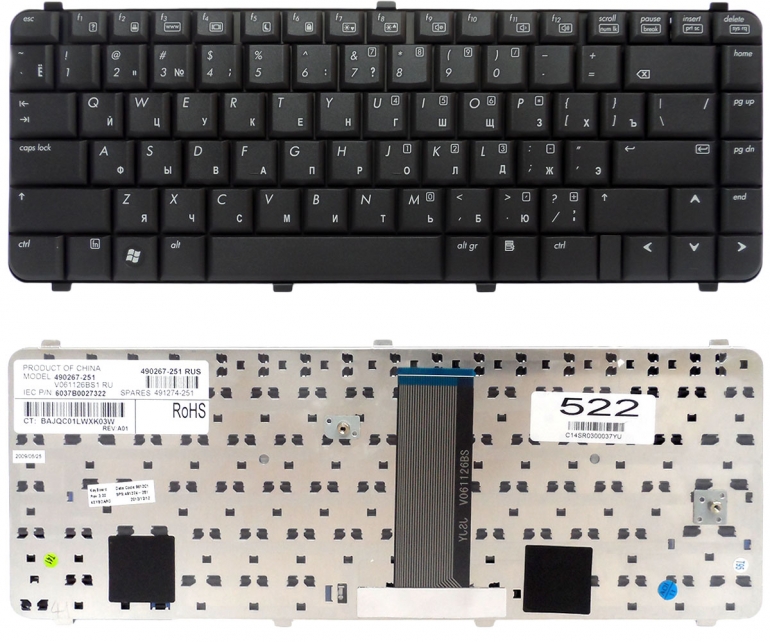 Оригинальная клавиатура HP Compaq 6530s 6531s 6535s 6730s 6730s 6731s 6735s Presario 510 511 515 610 615 CQ510 CQ515 CQ610 черная 30 pin