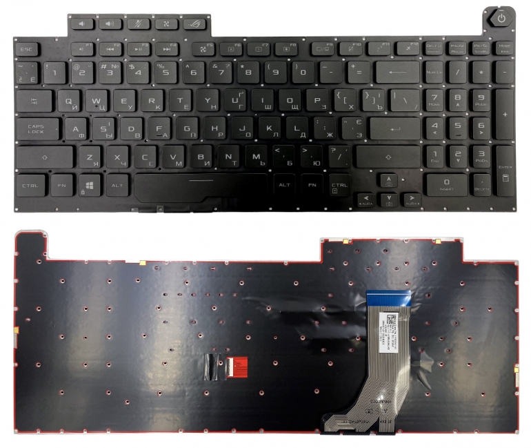 Оригинальная клавиатура Asus ROG Strix Scar III G731GV G731GW черная без рамки Прямой Enter подсветка RGB PWR UKR
