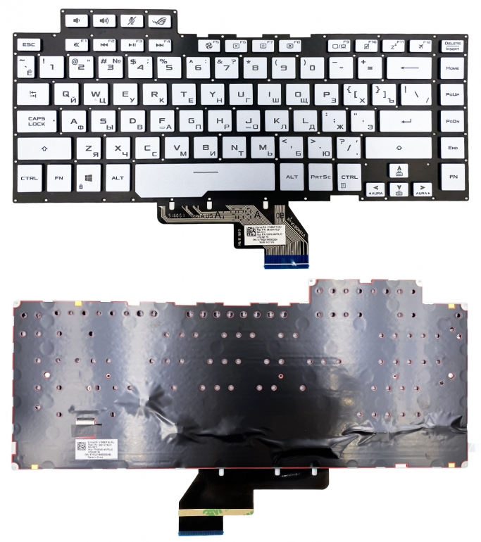 Оригінальна клавіатура Asus ROG Zephyrus M GU502GV, S GX502GV GX502GW срібляста без рамки Прямий Enter підсвітка RGB