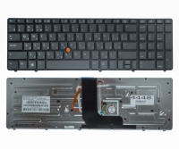 Клавиатура HP Elitebook 8560W 8570W черная Подсветка Fingerpoint