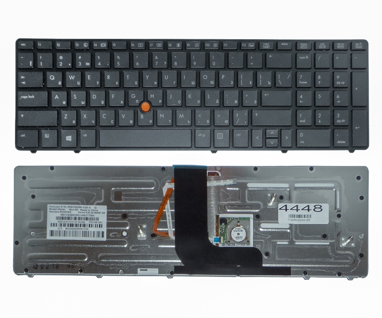 Клавиатура HP Elitebook 8560W 8570W черная Подсветка Fingerpoint