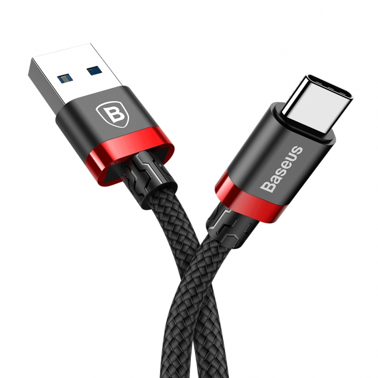Кабель Baseus Golden Belt USB 2.0 to Type-C 3A 1.5M Черный/Красный