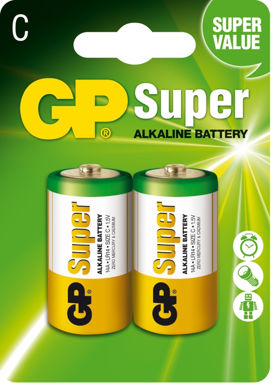 Батарейка GP Super Alkaline LR14 C 1.5V 2шт.