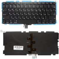 Клавиатура для ноутбука Apple MacBook Pro 13" A1278 черная без рамки Прямой Enter подсветка