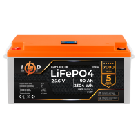 Аккумулятор LogicPower Lifepo4 для ИБП LCD 24V (25,6V) - 90 Ah (2304Wh) (BMS 80A/40A) пластик