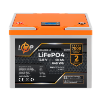 Аккумулятор LP LiFePO4 12,8V - 50 Ah (640Wh) (BMS 80A/40А) пластик LCD для ИБП