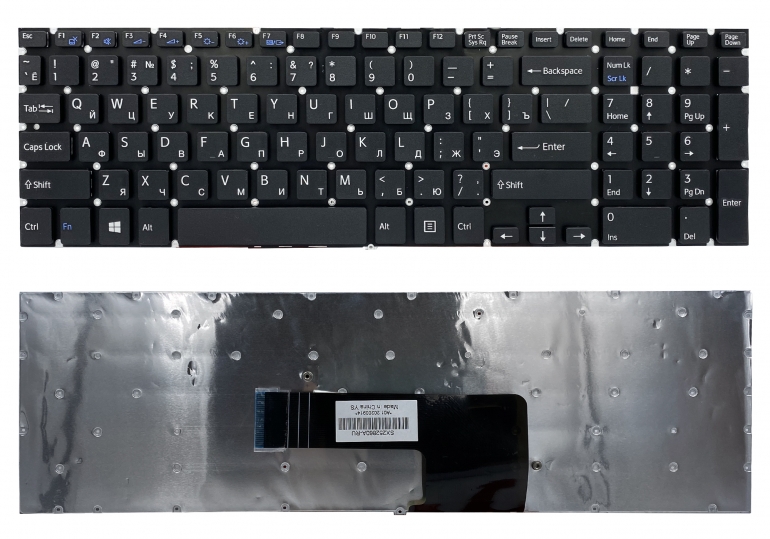 Клавиатура Sony Fit 15 SVF15 RU черная без рамки Прямой Enter