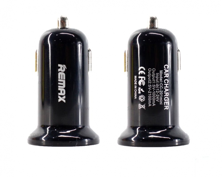 Автомобильное зарядное устройство Remax Mini USBx2 2.4A/1A Black