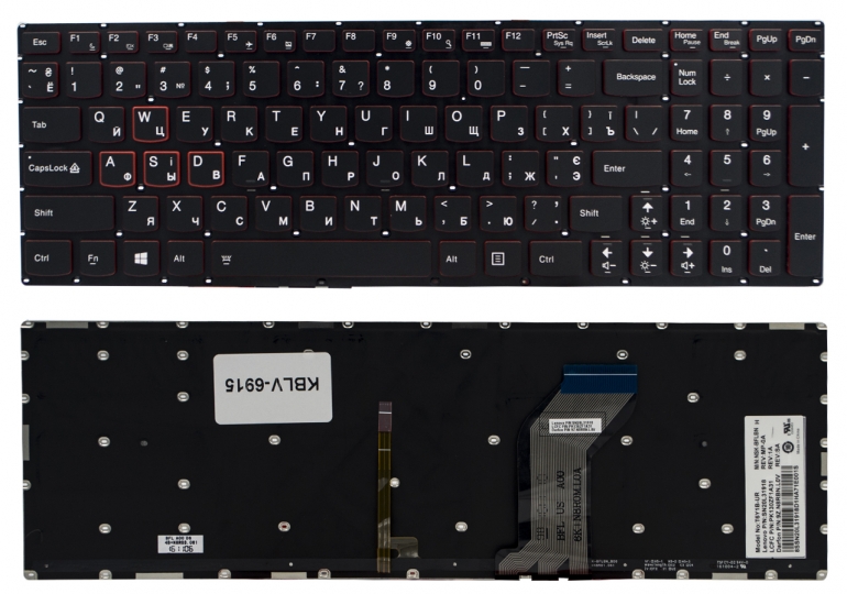 Оригінальна клавіатура Lenovo IdeaPad Y700-15ISK Y700-15ACZ Y700-15ISE Y700-17ISK чорна без рамки Прямий Enter підсвітка