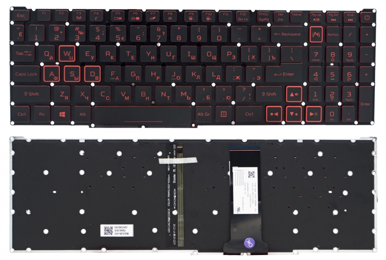 Оригинальная клавиатура Acer Nitro 5 AN515-54 AN517-51 Nitro 7 AN715-51 PWR черная без рамки подсветка Прямой Enter