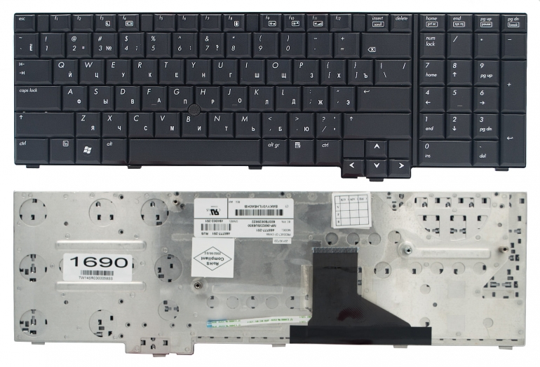 Клавиатура HP EliteBook 8730W черная PointStick