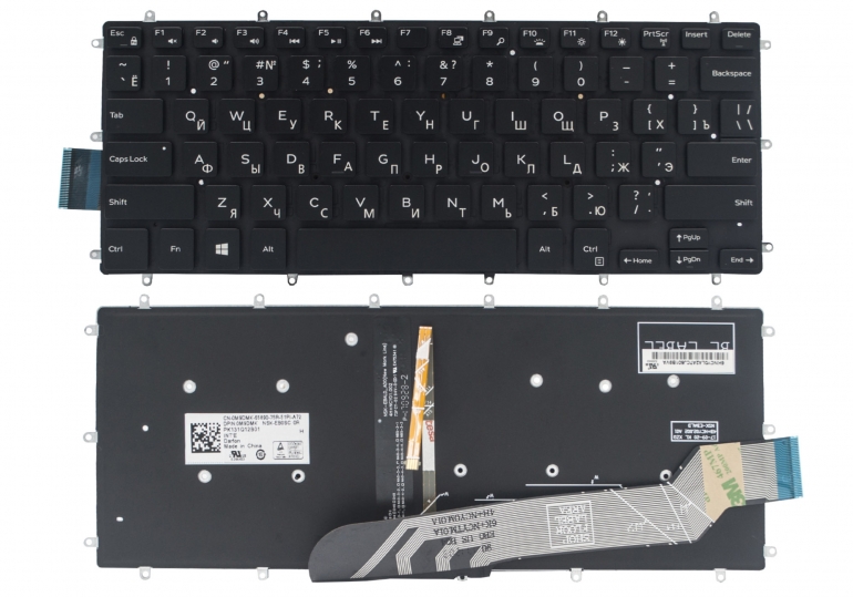 Оригинальная клавиатура Dell Inspiron 13-5368 5378 7378 14-7460 7467 Vostro 14-5468 Latitude 3379 черная без рамки Прямой Enter подсветка