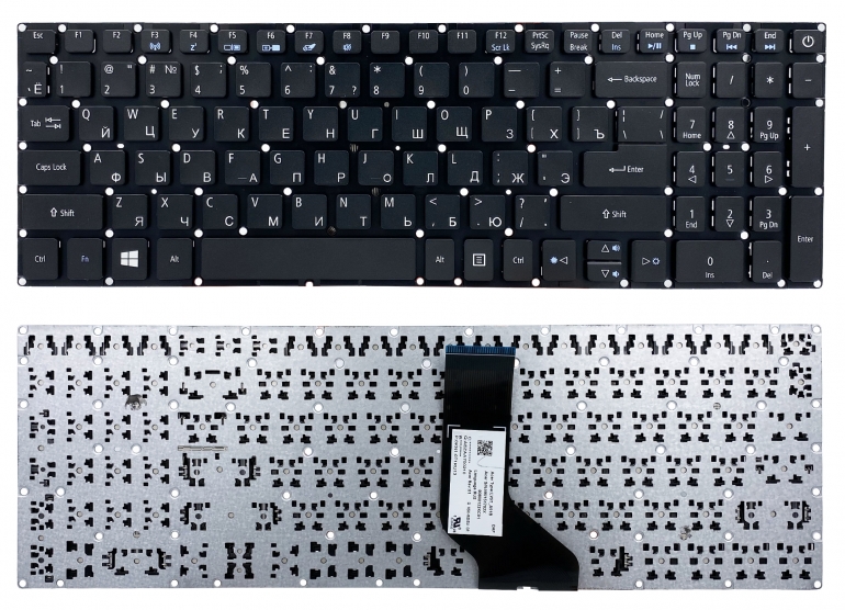Оригинальная клавиатура Acer Aspire E5-523 Aspire 3 A315-31 Aspire 5 A515 Aspire 7 A717 черная без рамки прямой Enter PWR
