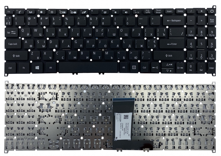 Оригинальная клавиатура Acer Swift 3 SF315-41 Aspire 3 A315-22 Aspire 5 A515-43 Extensa EX215-31 черная UKR без рамки прямой Enter PWR