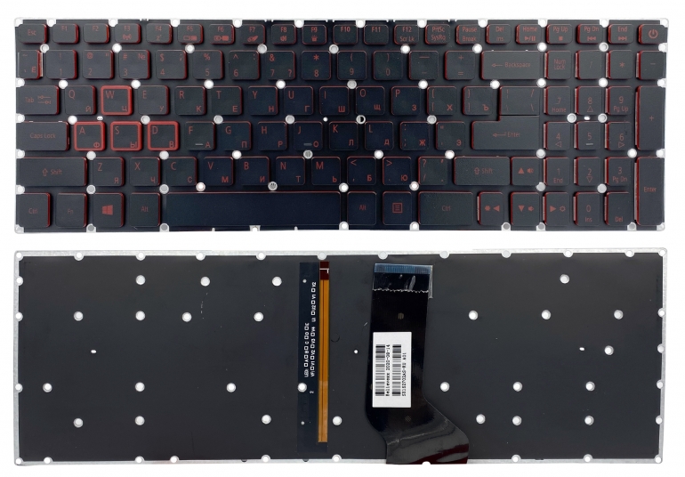 Клавиатура Acer Nitro 5 AN515-41 AN515-42 AN515-51 AN515-52 AN515-53 черная без рамки подсветка Прямой Enter PWR