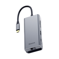 USB Hub Baseus Square Desk Type-C (PD 87W) to USB3.0*2 + HDMI + TF Card + SD Card + RJ45 Ethernet + Type-C PD Серый