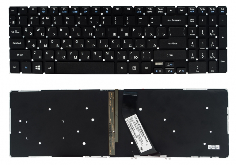 Оригинальная клавиатура Acer Aspire V5-552 V5-552G V5-572 V5-573 V7-581 V7-582 черная без рамки Прямой Enter подсветка WHITE